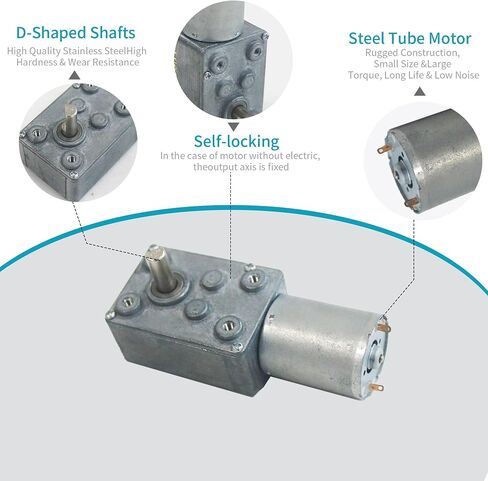 DC 12V 250RPM 6mm Single Shafts Self-Locking Reversible Worm Gear Motor with Cable, High Torque Speed Reduction Motor, Turbine Electric Gearbox Motor JSX40-370 in Saudi Arabia