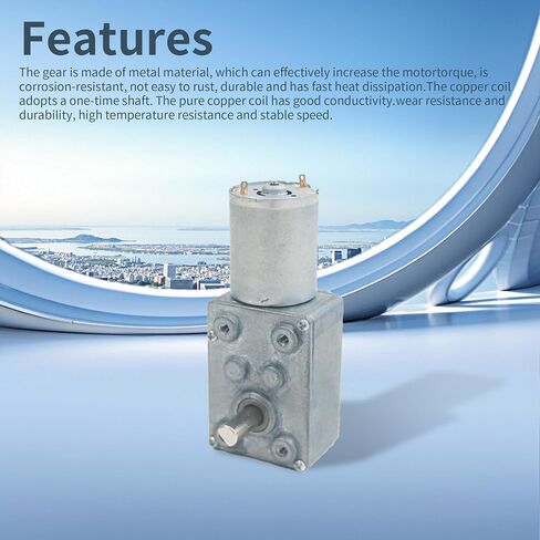 DC 12V 250RPM 6mm Single Shafts Self-Locking Reversible Worm Gear Motor with Cable, High Torque Speed Reduction Motor, Turbine Electric Gearbox Motor JSX40-370 in Saudi Arabia