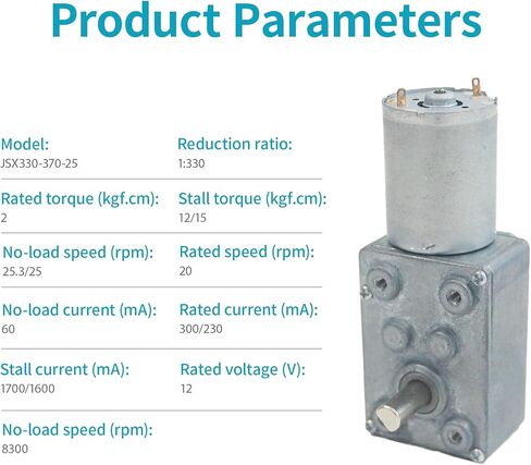 DC 12V 250RPM 6mm Single Shafts Self-Locking Reversible Worm Gear Motor with Cable, High Torque Speed Reduction Motor, Turbine Electric Gearbox Motor JSX40-370 in Saudi Arabia