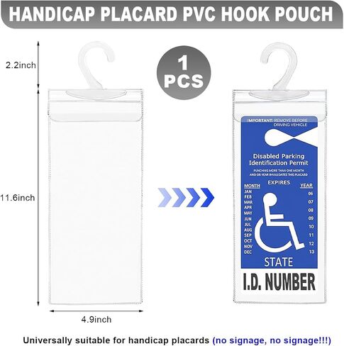 Handicap Placard Holder, 11.6"×5" Transparent Disabled Parking Permit Protective Holder Sleeve, Automotive Disabled Placard Cover with Large Hanger, Car Accessories (1 PCS) in Saudi Arabia