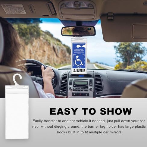 Handicap Placard Holder, 11.6"×5" Transparent Disabled Parking Permit Protective Holder Sleeve, Automotive Disabled Placard Cover with Large Hanger, Car Accessories (1 PCS) in Saudi Arabia