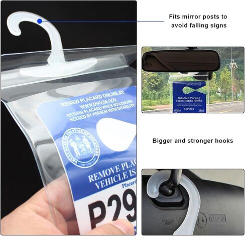 Handicap Placard Holder, 11.6"×5" Transparent Disabled Parking Permit Protective Holder Sleeve, Automotive Disabled Placard Cover with Large Hanger, Car Accessories (1 PCS) in Saudi Arabia
