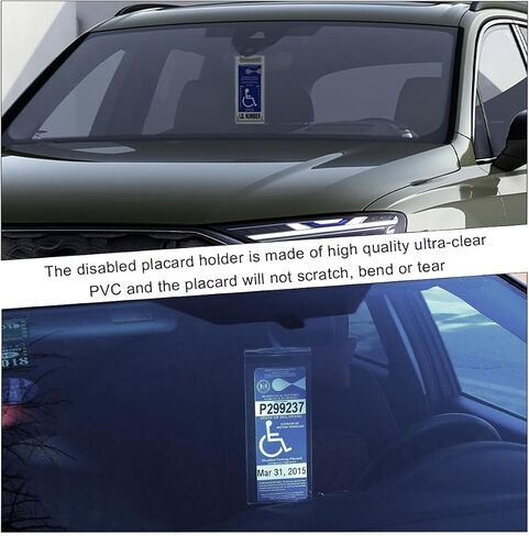 Handicap Placard Holder, 11.6"×5" Transparent Disabled Parking Permit Protective Holder Sleeve, Automotive Disabled Placard Cover with Large Hanger, Car Accessories (1 PCS) in Saudi Arabia