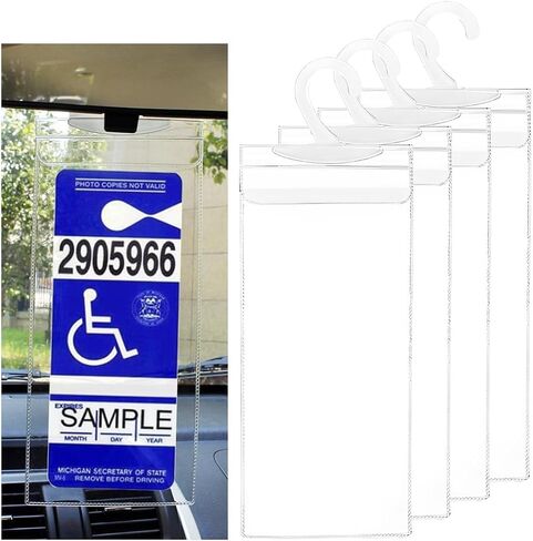 Handicap Placard Holder, 11.6"×5" Transparent Disabled Parking Permit Protective Holder Sleeve, Automotive Disabled Placard Cover with Large Hanger, Car Accessories (1 PCS) in Saudi Arabia