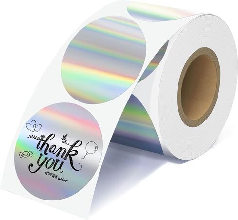 JOYIT 2'' Holographic Thermal Labels - 400pcs Round Thermal Printer Labels, Waterproof Thermal Printer Stickers for Logo Design, Name/Price Tag, Thanks Card, Address, QR Code, 400 Labels/Roll in Saudi Arabia