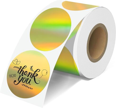 JOYIT 2'' Holographic Thermal Labels - 400pcs Round Thermal Printer Labels, Waterproof Thermal Printer Stickers for Logo Design, Name/Price Tag, Thanks Card, Address, QR Code, 400 Labels/Roll in Saudi Arabia