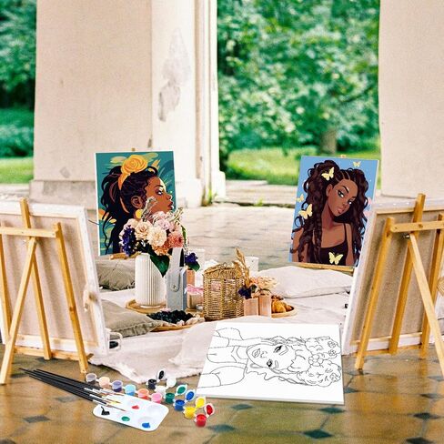 Ctosree 6 Pack Pre Drawn Canvas for Painting Pre Printed Canvas Kit 8 x 10 Inch Stretched Cotton Paint and Sip Set for Adults Couple Party Date Night (Gorgeous Lady) in Saudi Arabia