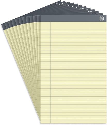 TRU RED Staples Notepads, 8.5 x 14-Inch, Wide Ruled, Canary, 50 Sheets/Pad, 12 Pads/Pack (TR57371) in Kuwait