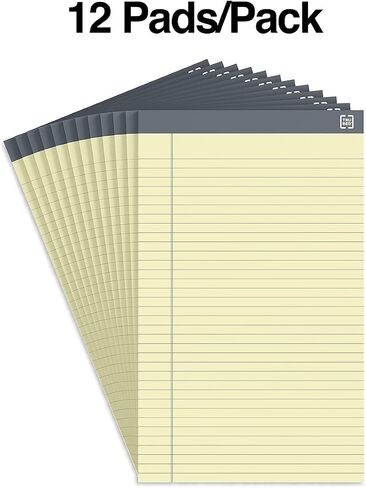TRU RED Staples Notepads, 8.5 x 14-Inch, Wide Ruled, Canary, 50 Sheets/Pad, 12 Pads/Pack (TR57371) in Kuwait