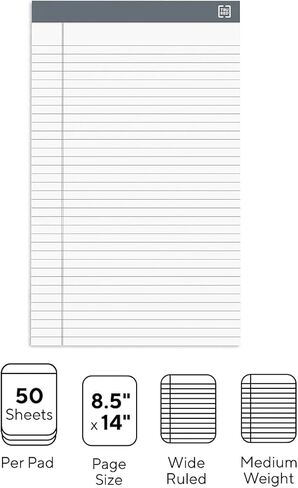 دفاتر ملاحظات TRU RED Staples، مقاس 8.5 × 14 بوصة، مسطرة عريضة، كناري، 50 ورقة/وسادة، 12 وسادة/عبوة (TR57371) in Kuwait