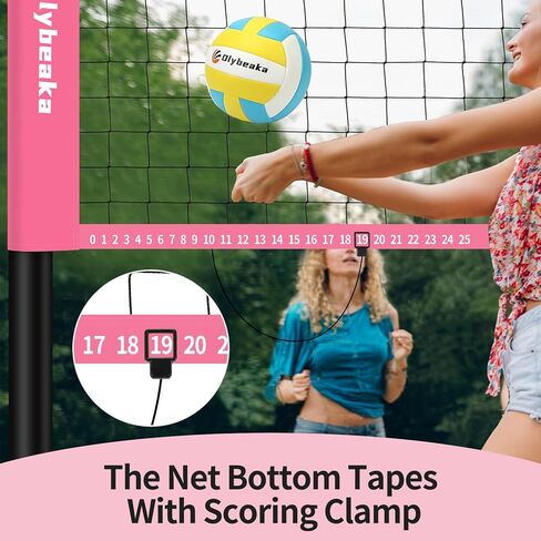 Portable Professional Volleyball Net with Iron Adjustable Height Poles, Durable Heavy Duty Volleyball Net Sets System with Easy-Tight Tensioner, Scoring Clamps for Park, Beach, Lawn in Kuwait