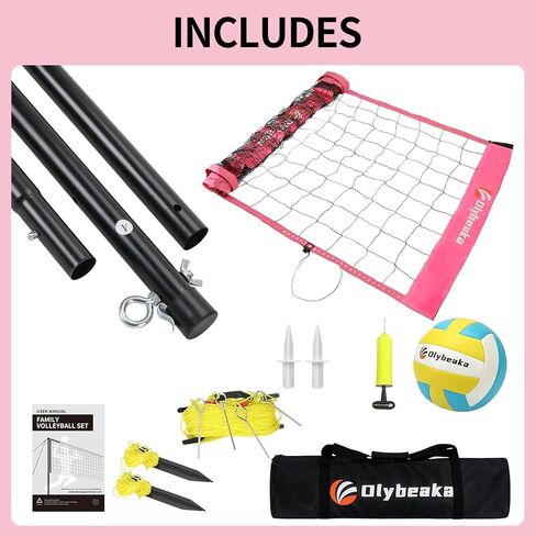 Portable Professional Volleyball Net with Iron Adjustable Height Poles, Durable Heavy Duty Volleyball Net Sets System with Easy-Tight Tensioner, Scoring Clamps for Park, Beach, Lawn in Kuwait