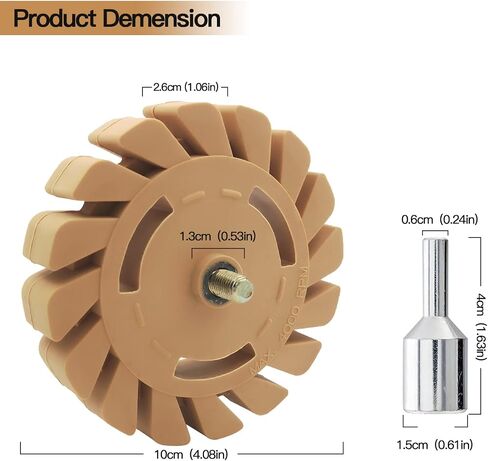 Rubber Eraser Wheel, Professional Decal Eraser Wheel for Car, RVs, Boat and Trucks, Efficiently Removes Adhesive Residue and Stickers 4-inches Diameter with Drill Adapter (Molde A) in Saudi Arabia
