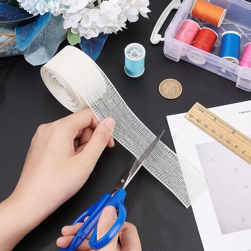 BENECREAT 5.5Yards Horsehair Braid Trim, 1.4Inch Hem Sawing Fabric, Polyester Boning, Tearable Hemming Fabric for Suits, Trousers, Jeans, Garments, Chiffon and Silk Fabrics in Saudi Arabia