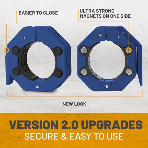 Magnetic Barbell Collars [Bells of Steel] Premium Weight Bar Clamps | Quick Release Barbell Clips, Olympic Barbell Clamps | Rubberized Gym Clips for Weightlifting Bar, Pair, Black in Kuwait