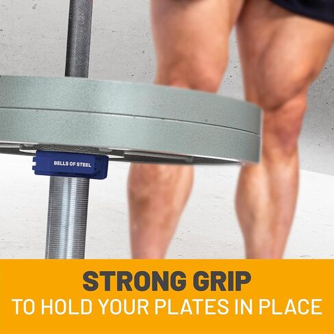 Magnetic Barbell Collars [Bells of Steel] Premium Weight Bar Clamps | Quick Release Barbell Clips, Olympic Barbell Clamps | Rubberized Gym Clips for Weightlifting Bar, Pair, Black in Kuwait