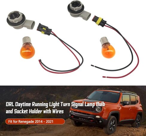 2Pcs DRL Turn Signal Lamp Bulb and Socket Holder with Wire Harness Fit for Renegade 2014 2015 2016 2017 2018 2019 2020 2021, Daytime Running Light Bulb in Saudi Arabia