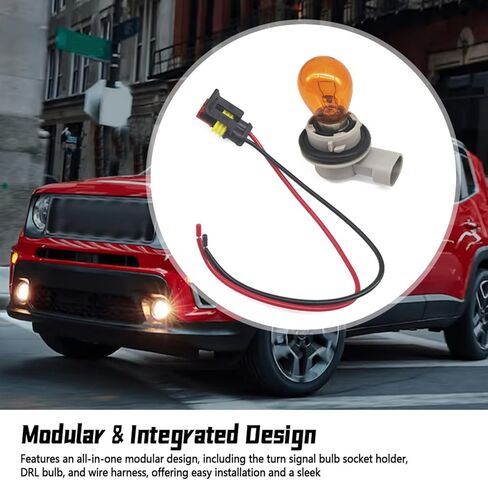2Pcs DRL Turn Signal Lamp Bulb and Socket Holder with Wire Harness Fit for Renegade 2014 2015 2016 2017 2018 2019 2020 2021, Daytime Running Light Bulb in Saudi Arabia