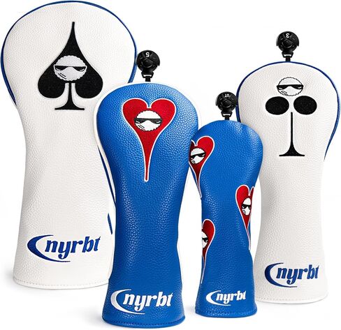 غطاء رأس نادي الجولف، عنصر البوكر، تصميم مطرز، إغلاق مغناطيسي، أنيق فاخر من جلد البولي يوريثان، غطاء رأس خشبي هجين من جلد البولي يوريثان in Kuwait