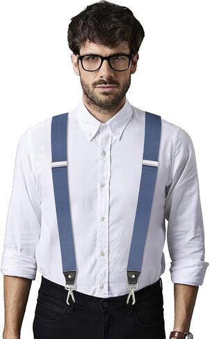 Vauhse Delicated Suspenders for Men, Adjustable Suspenders with Elastic Straps Y-Back Construction Heavy Duty for Work Black in Saudi Arabia