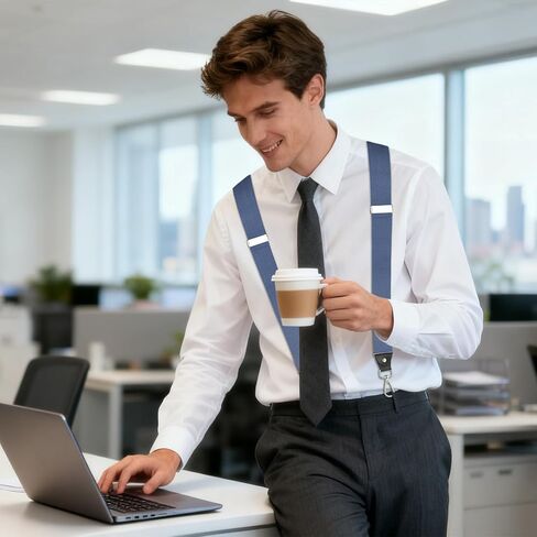 Vauhse Delicated Suspenders for Men, Adjustable Suspenders with Elastic Straps Y-Back Construction Heavy Duty for Work Black in Saudi Arabia