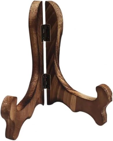 Easel Tray Shelf 4 Pcs Wood Display Rack, Foldable Easel for Plate Cake Stand(Wooden Color,M 9.5x14cm) in Saudi Arabia