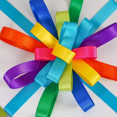 10 Rolls 10-Color Satin Ribbon Set - 3/8" x25 Yds Double-Sided, Rainbow Assortment for Crafts, Bouquets, Party Decorations in Saudi Arabia