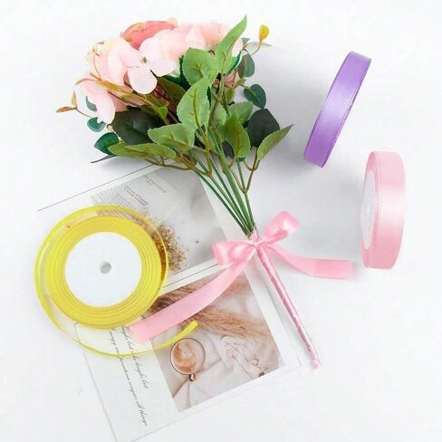 10 Rolls 10-Color Satin Ribbon Set - 3/8" x25 Yds Double-Sided, Rainbow Assortment for Crafts, Bouquets, Party Decorations in Saudi Arabia