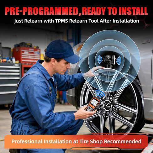 TPMS مبرمج مسبقًا 315 ميجا هرتز، مستشعر ضغط الإطارات مناسب لسيارة Chevy Silverado (2007-2019)/Equinox(2007-2022)، Cadillac Escalade (2007-2020)، GMC Terrain(2010-2020)/Sierra(2007-2019) (4 قطع) in Kuwait