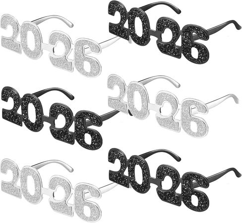 Kanayu 6 Pcs 2024 Glasses New Years Glasses 2024 New Years Eve Glasses Funny Glitter Number Eyeglasses Photo Props Party Sunglasses for Kids Adults New Years Party Supplies Grad Celebration Favor in Saudi Arabia