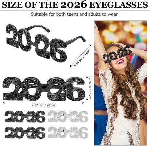 Kanayu 6 Pcs 2024 Glasses New Years Glasses 2024 New Years Eve Glasses Funny Glitter Number Eyeglasses Photo Props Party Sunglasses for Kids Adults New Years Party Supplies Grad Celebration Favor in Saudi Arabia