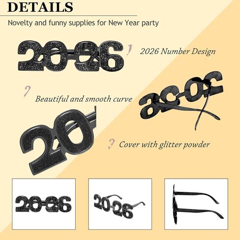 Kanayu 6 Pcs 2024 Glasses New Years Glasses 2024 New Years Eve Glasses Funny Glitter Number Eyeglasses Photo Props Party Sunglasses for Kids Adults New Years Party Supplies Grad Celebration Favor in Saudi Arabia