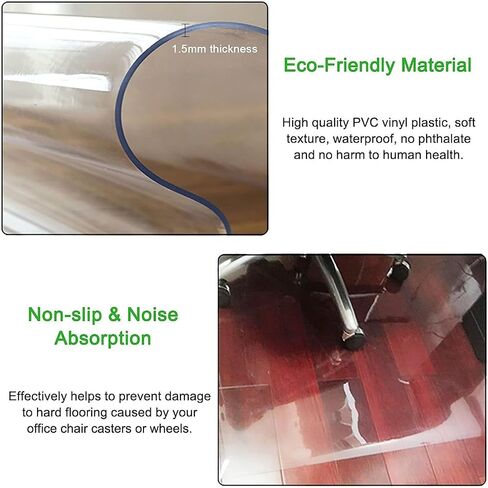 Transparent Plastic Carpet Protector Area Rugs Waterproof Heavy Duty Clear PVC Floor Protector Mat for Furniture/Chairs/Pets, 1.5mm Thick Pile, Can Be Cut - 70cm/90cm/110cm/130cm Wide ( Size : 130x250 in Saudi Arabia