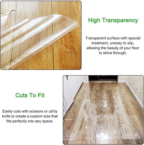 Transparent Plastic Carpet Protector Area Rugs Waterproof Heavy Duty Clear PVC Floor Protector Mat for Furniture/Chairs/Pets, 1.5mm Thick Pile, Can Be Cut - 70cm/90cm/110cm/130cm Wide ( Size : 130x250 in Saudi Arabia