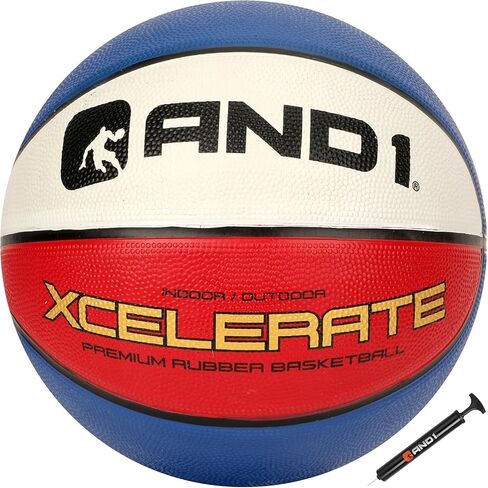 AND1 Xcelerate Rubber Basketball: Official Regulation Size 7 (29.5") Streetball, Made for Indoor/Outdoor Games in Saudi Arabia