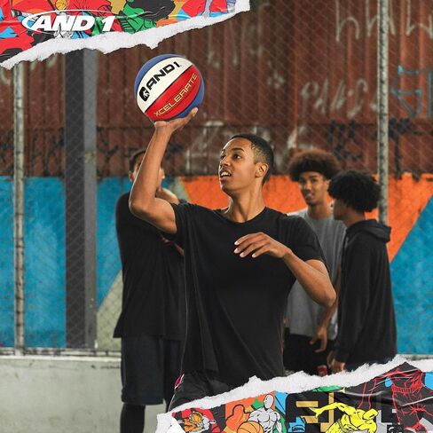 AND1 Xcelerate Rubber Basketball: Official Regulation Size 7 (29.5") Streetball, Made for Indoor/Outdoor Games in Saudi Arabia