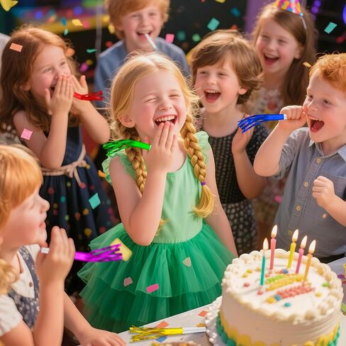 24 PC Silver Party Favors Party Blowers for Adults Party Horns Birthday Blowers Noisemakers Blowouts Whistles Metallic Fringed Party Blower for Birthday Sporting Events Graduation in Saudi Arabia