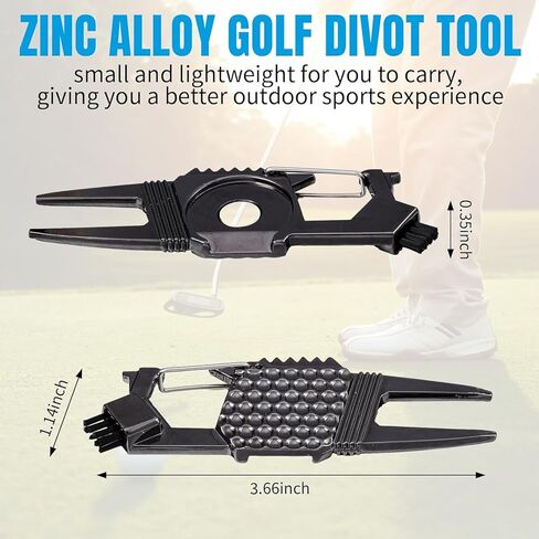 Poen 3 Pcs 7 in 1 Multipurpose Golf Divot Tool Golf Divot Repair Tool Lightweight Compact Golf Tool with Magnetic Golf Ball Marker, Bottle Opener, Club Brush, Groove Cleaner for Golf Lovers (Black) in Saudi Arabia