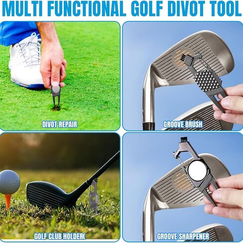 Poen 3 Pcs 7 in 1 Multipurpose Golf Divot Tool Golf Divot Repair Tool Lightweight Compact Golf Tool with Magnetic Golf Ball Marker, Bottle Opener, Club Brush, Groove Cleaner for Golf Lovers (Black) in Saudi Arabia