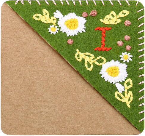 Personalized Hand Embroidered Corner Bookmark,Felt Triangle Page Stitched Handmade Bookmark,Unique Cute Flower Letter Embroidery Bookmarks Accessories for Book Lovers in Saudi Arabia
