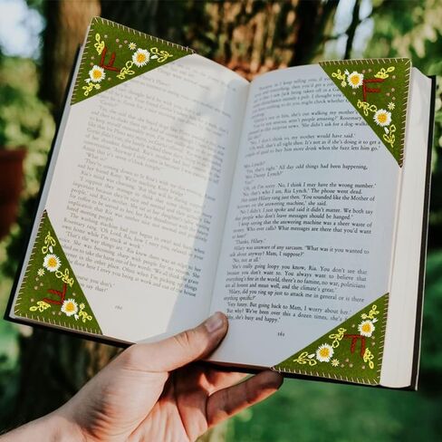 Personalized Hand Embroidered Corner Bookmark,Felt Triangle Page Stitched Handmade Bookmark,Unique Cute Flower Letter Embroidery Bookmarks Accessories for Book Lovers in Saudi Arabia