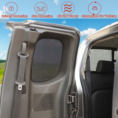 ستائر النوافذ الجانبية الخلفية متوافقة مع Nissan Frontier 2013-2021، شاشات النوافذ الجانبية الشبكية للنوافذ الجانبية تحجب الأشعة فوق البنفسجية تحافظ على ملحقات السيارة باردة (قطعتان من النافذة الجانبية الخلفية) in Kuwait