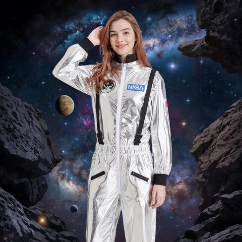Colorful House Women Astronaut Onesie Adult Astronaut Costume White Space Suit Costume Halloween Spaceman Jumpsuit Outfit in Saudi Arabia