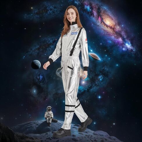 Colorful House Women Astronaut Onesie Adult Astronaut Costume White Space Suit Costume Halloween Spaceman Jumpsuit Outfit in Saudi Arabia