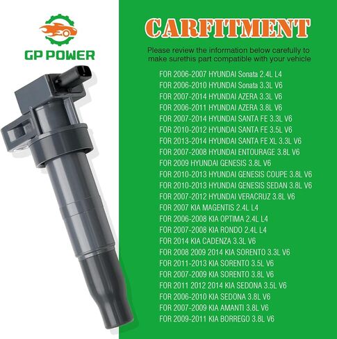 IGNITION COIL UF546 SET OF 6 COMPATIBLE WITH HYUNDAI Sonata AZERA SANTA FE GENESIS ENTOURAGE VERACRUZ KIA RONDO CADENZA MAGENTIS OPTIMA SORENTO SEDONA AMANTI BORREGO 2.4 L4 3.3 3.5 3.8 V6 in Saudi Arabia