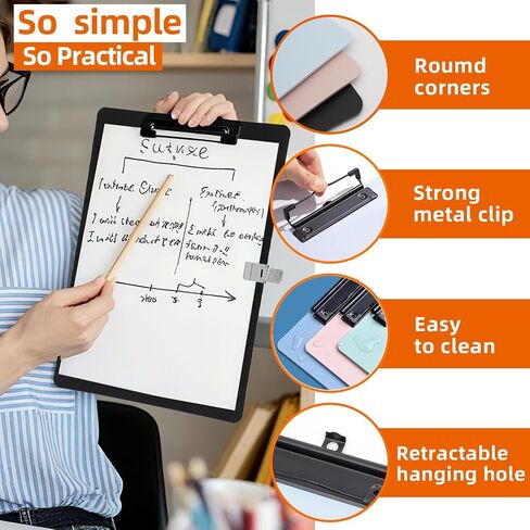 6 Pack Plastic Clipboards with Pen Holder, Thickened Clip Boards with Low Profile Clip, A4 Letter Size Hanging Clipboard, for Women Kid Teacher, Office & School Supplies(6 Colors) in Saudi Arabia