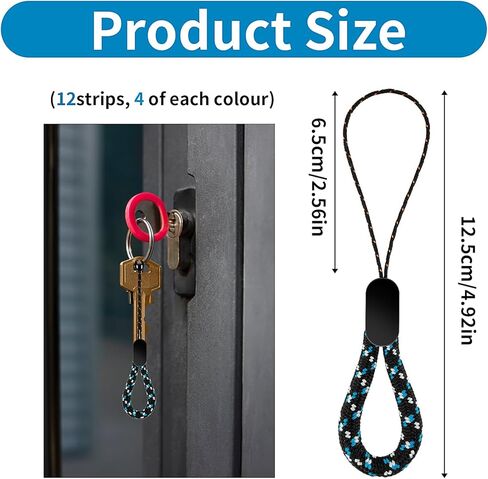 12Pcs Finger Lanyard Small USB Lanyard 4.92Inches Portable Short Lanyard Straps Colored Finger Straps for Mobile Phone Case Keys Camera Flash Drives in Kuwait