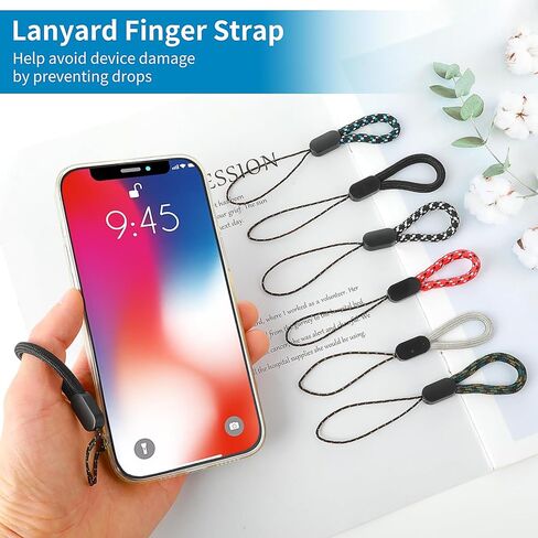 12Pcs Finger Lanyard Small USB Lanyard 4.92Inches Portable Short Lanyard Straps Colored Finger Straps for Mobile Phone Case Keys Camera Flash Drives in Kuwait