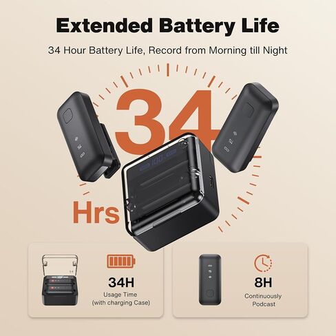ميكروفون IVANKY 4 قطع لاسلكي Lavalier لهاتف iPhone مع قطعتين من علبة الشحن، ميكروفون على شكل طية صدر لجهاز iPhone Android مع إلغاء الضوضاء، مرشح صوت AI، يستخدم 34 ساعة لتسجيل الفيديو، TikTok، Vlog، YouTube in Kuwait
