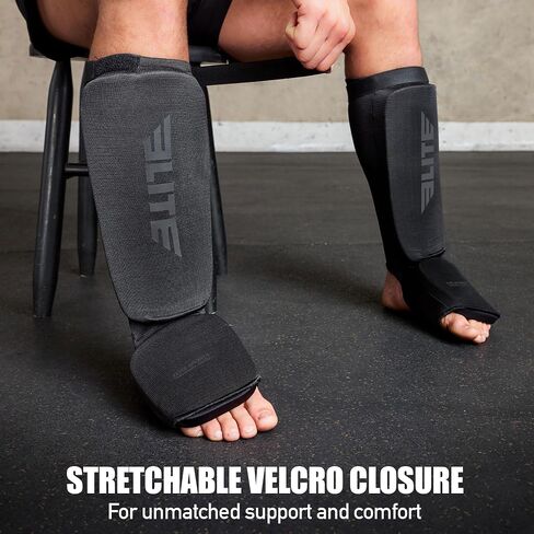 Muay Thai MMA Kickboxing shin Guards, Elite Sports Instep Guard Sparring Protective Leg shin Kick Pads for Adults in Kuwait
